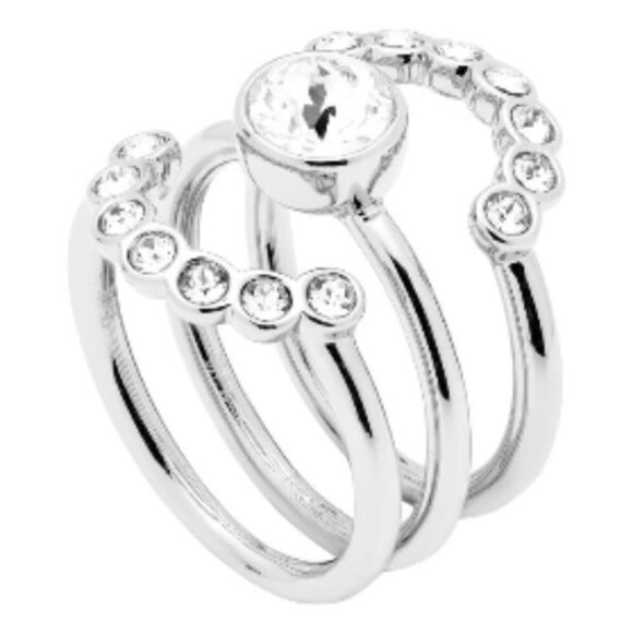 💕TED BAKER LONDON💕 Cadyna Concentric Crystal Ring Silver Medium/Large M/L NWT - Picture 3 of 11